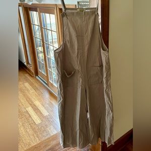 Piper & Scoot Polagram Linen Overalls Tie Front Jumpsuit